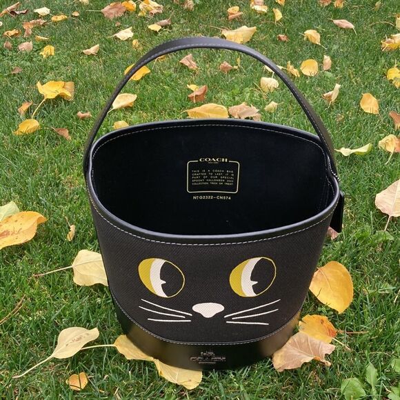Coach Trick Or Treat Bucket In Signature Canvas With Halloween Cat Bag Purse - Picture 2 of 3